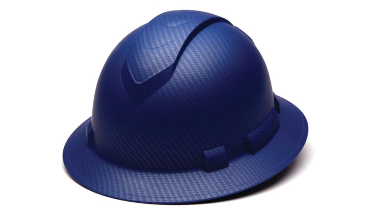 Pyramex Ridgeline Full Brim Hard Hat 4 Point Ratchet Matte Blue Pattern