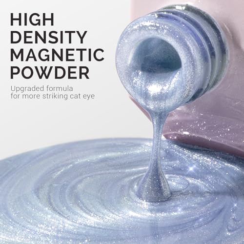 Image of MelodySusie Jeweliver Cat Eye Gel Nail Polish, 0.5 Fl Oz Light Blue Glitter Holographic Magnetic Nail Polish with Magnet, UV Nail Polish for Nail Art Manicure Salon DIY at Home C54