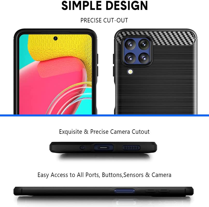 Image of NPRC Hybrid Ultra Slim Protective Case TPU Non-Slip Carbon Fiber Texture Shockproof Case Cover for Samsung Galaxy M53 5g - Black