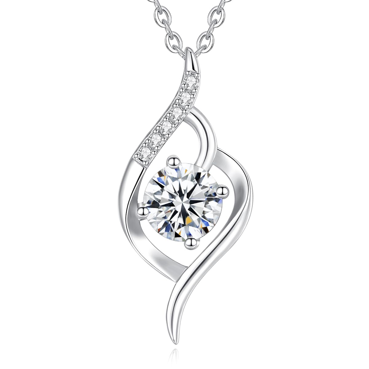 FANCIME 1 Karat Moissanite Kette Damen aus 925 Sterling Silber, VVS1 Reinheit D Farbe, Geschenk Schmuck für Damen Frauen Freundin Mama, Kettenlänge: 40+5 cm