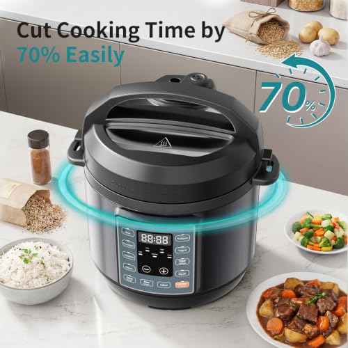 Image of OLIXIS 10-In-1 Electric Pressure Cooker, 3 Quart Multi Cooker for Rice, Stew and Steam, Small Programmable Stainless Steel Pot with Slow Cook Function and Ceramic Inner Pot