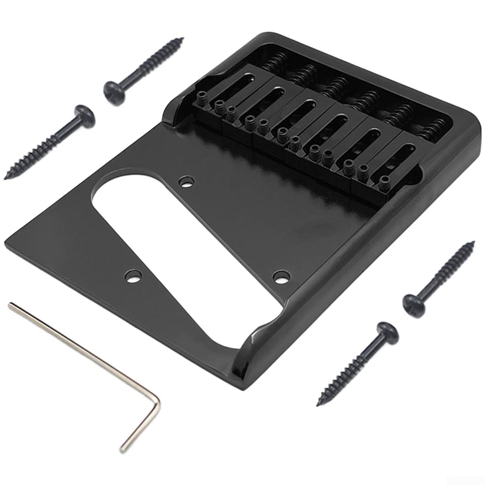 Guitarra de latón para puente para guitarra acústica de 6 cuerdas, sillín ajustable asimétrico para estilo tl 104 x 78 mm (negro)