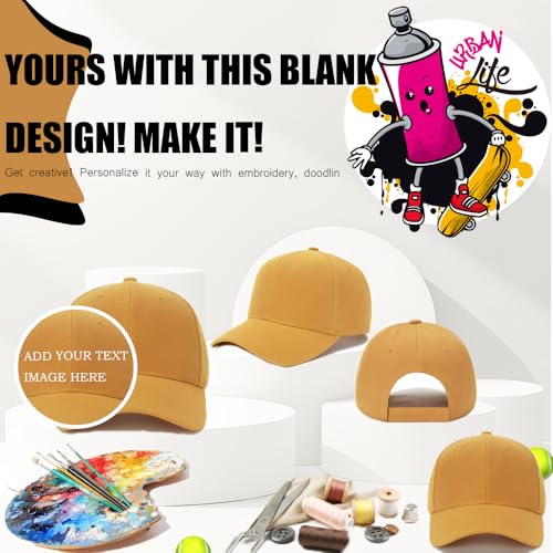 Image of ZH Plain Adjustable Baseball Cap - Lot of 12 Unisex Blank Design Caps