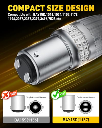 Image of AUXITO 1157 LED Bulb Red Brake Lights Tail Lights, 700% Brighter 2057 2357 7528 BAY15D LED Bulbs with Projector for Stop Third Brake Backup Tail Turn Signal DRL Maker Light, Pack of 2