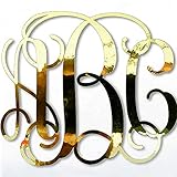 (Gold Chrome) Custom Vine Monogram Initials Vinyl Decal/Bumper Sticker for Cars YETI Cup Laptop (3'x3.5')