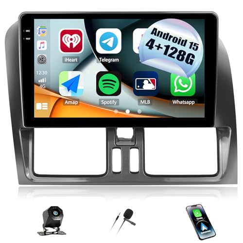 4+128G Android 15 CAMECHO Navi Autoradio pour Volvo XC60 2008-2013, 9 Pocues GPS Radio avec Bluetooth WiFi sans Fil Carplay Android Auto FM RDS 32EQ Miroir...