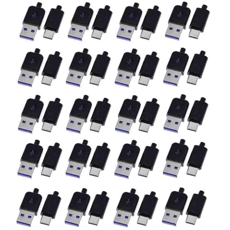 20sets TypeC with TypeA USB2.0 Male Plug DIY Data Cable Accessories Interface Connector