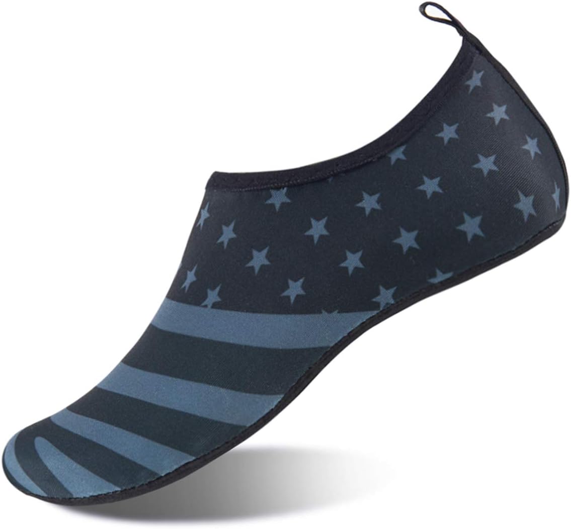 WateLvesWomens and Mens Kids Water Shoes Barefoot Quick-Dry Aqua Socks for Beach Swim Surf Yoga Exercise (American Flag, XXL)