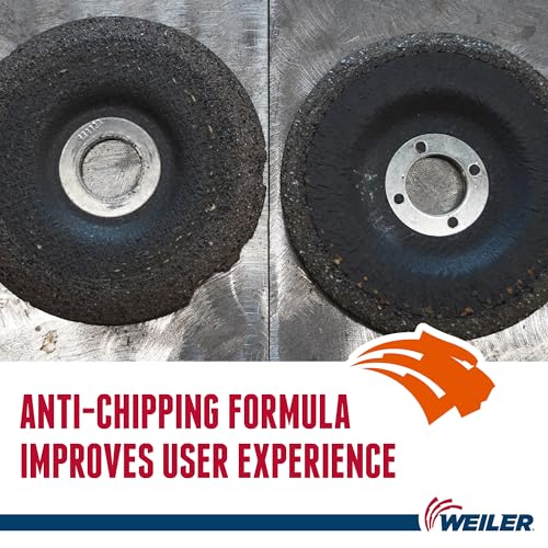 Image of Weiler 57120 Tiger 4-1 /2 inch Grinding Wheel, Type 27, 1 /4 inch Thick, A24R, 5 /8 inch-11 UNC Nut (Pack of 10)