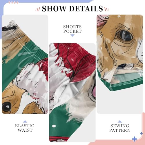 Corgi Dog Xmas Hat Boys Long Pants Soft Trousers Elastic Waist Kids Lounge Bottoms with Pockets S-XL4