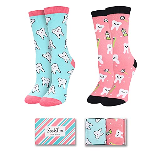 sockfun Dental Assistant Gifts for Women - Tooth Teeth Socks Dental Socks Dentist Gift Hygienist Hygiene Graduation Gifts