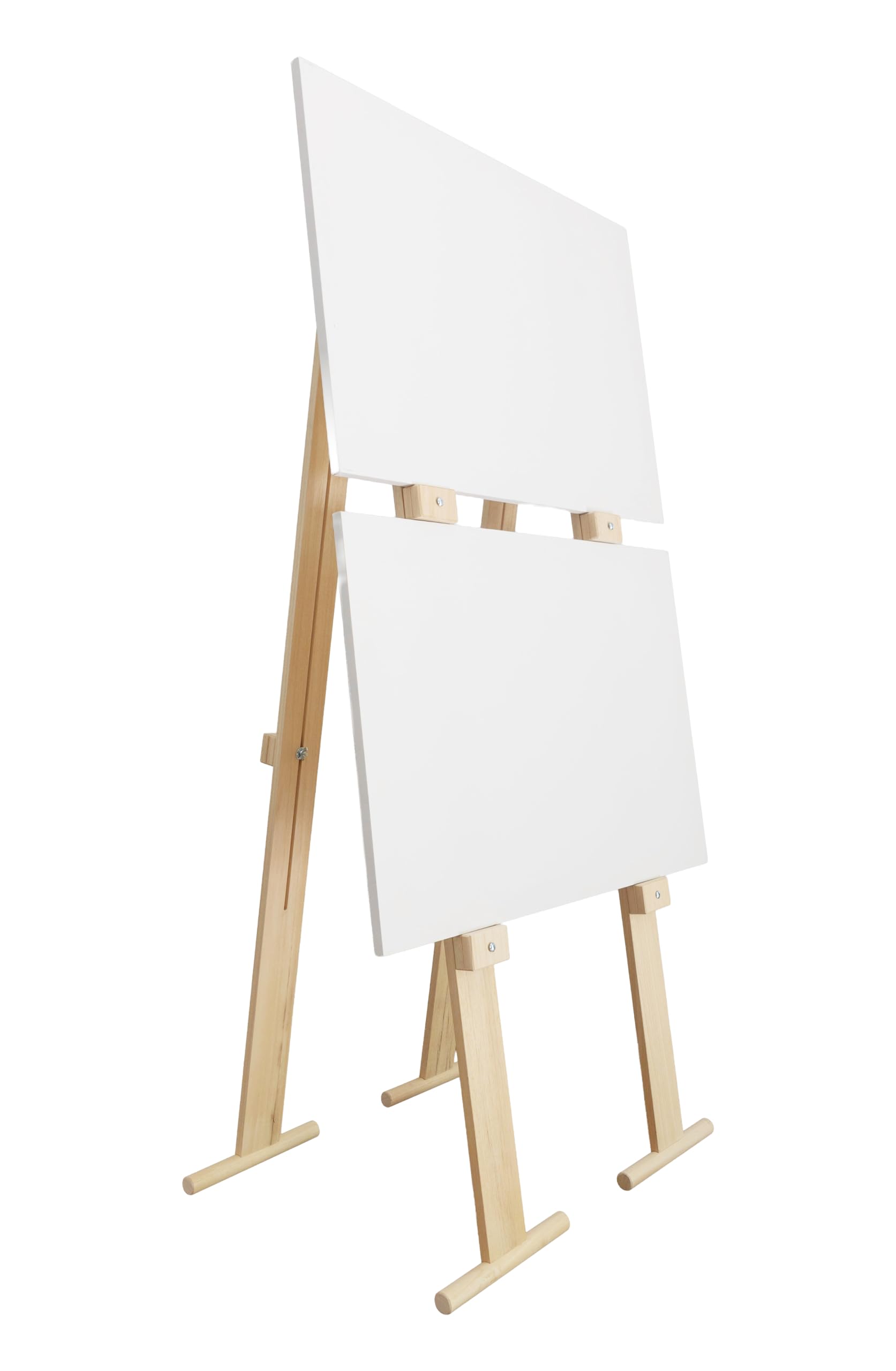 Giano Cavalletto per pittura ed esposizione quadri in legno Ayous naturale, regolabile in altezza ed inclinazione, portata 20 kg, made in Italy con struttura brevettata, ideale per grandi opere