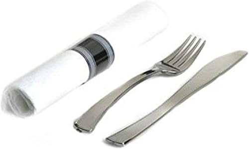 EMI Yoshi EMI-GWFKN Glimmerware - Juego de cubiertos enrollados para ensalada, tenedor y cena, 100 unidades, color plateado