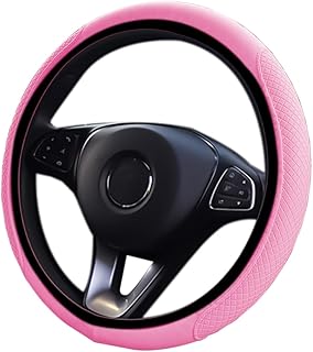 CGEAMDY Car Steering Wheel Cover, Universal 38 cm Microfibre Steering Wheel Cover, Non-Slip Breathable Steering Wheel Cover, Odour-Free Steering Wheel Cover, Steering Wheel Protector (Pink)