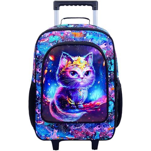 Image of CCJPX Kids Suitcases for Girls, Cute Cat Luggage Rolling with Wheels, kids carry on luggage for Children Toddler Elementary(Black)