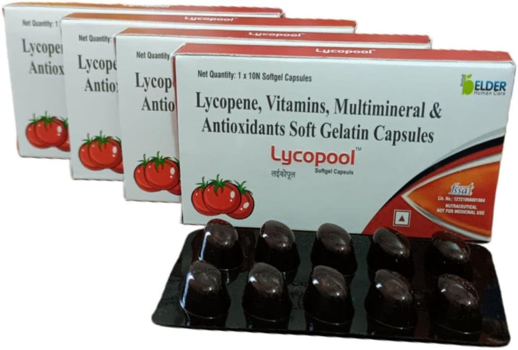 New Lycoppol Multivitamin Softgel Capsules, Antioxidants with Lycopene, Joint and Immune Support, 10 Capsules pack of-4