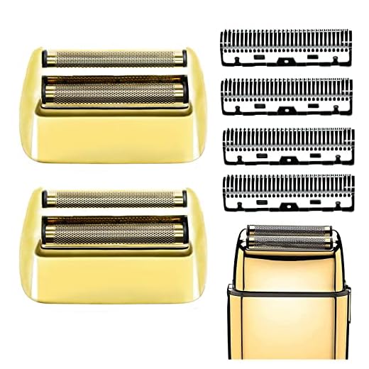 Lâmina e cortador de barbear de substituição compatível com BaBylissPRO Barberology fxfs2 lâminas e cortadores para barbeador babyliss (ouro) (pacote com 2)