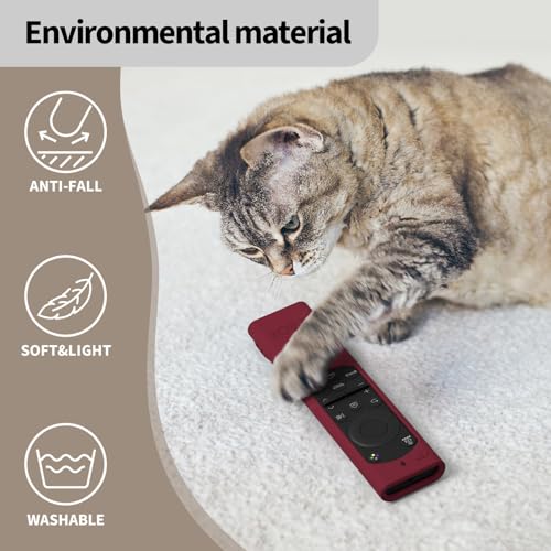 Image of OBOE Silicone TV Remote Cover for Samsung Remote BN59-01311, Wine Red | Compatible with Samsung QLED TV Remote, Half Wrap Protective Case, With Loop, Remote Not Included