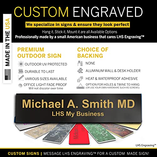 image for LHS My Business Engraved Door Signs for Office Personalized Black Plas