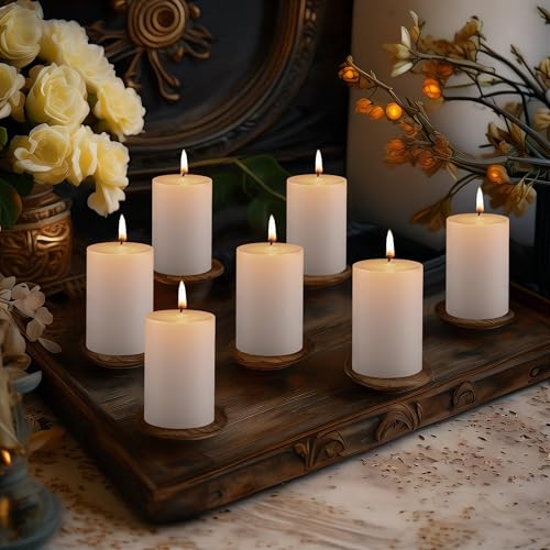 Image of Housecret 50 Pack 2 inch D x 3 inch H White Unscented Pillar Votive Candles, Hand Poured Wax Candle (20 Hour Burn Time) Ideal Gifts for Weddings Birthdays Christmas Holidays Party