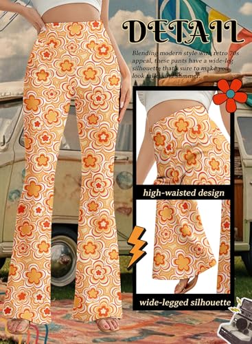70s Flare Pants for Women - EDC Rave Festival Outfit High Waist Bell Bottom Boho Cute Groovy Disco Trousers3