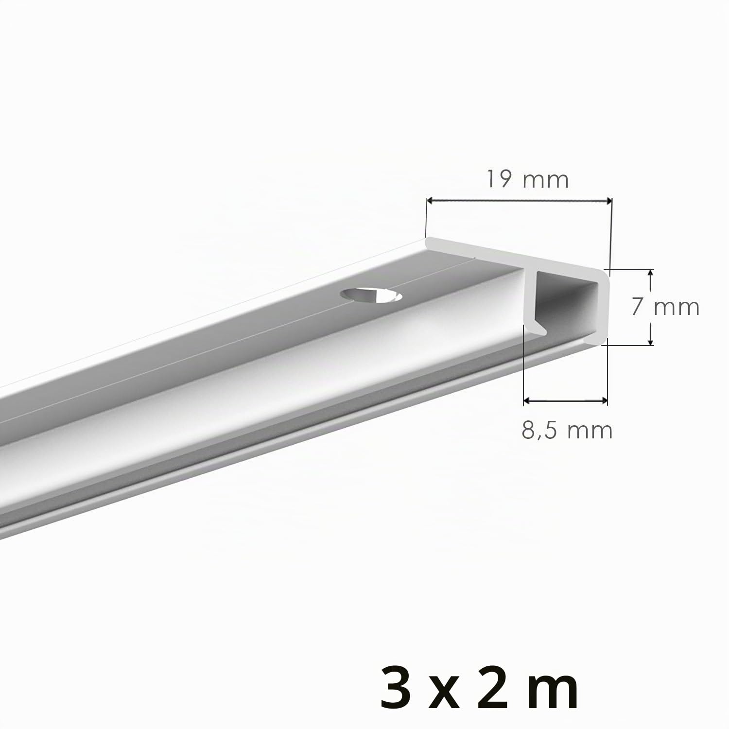 6 Meter Deckenschienen - Galerieschienen - Bilderschienen Komplett Set 3 x 2m