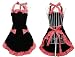 Butterme Sveglio Grembiuli Bowknot Cotone per le Donne che Cucina Ristorante di Lavoro Della Cucina Giardinaggio Casa Patterns Grembiule con Tasche Griglia Bowknot e Increspature (Nero+Rosso)