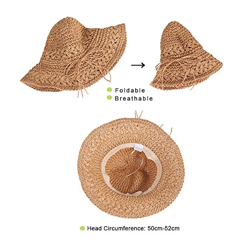Kids Summer Straw Hat Handmade Bowknot Beach Sun Protection Hats for Girls3