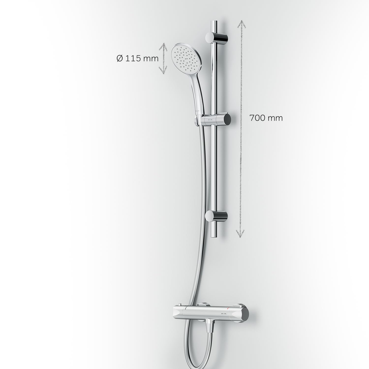 AM.PM Hit – Duschset mit Thermostat | Duscharmatur mit Thermostat | Brausegarnitur mit Duschstange & Handbrause | Duschkopf 1 Strahlart (EnerJet) | Duschschlauch Antikalk | Rub&Clean | Chrom