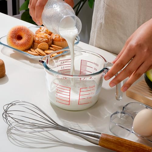 Vaso medidor de vidrio borosilicato 2 tazas para cocina miniatura 6