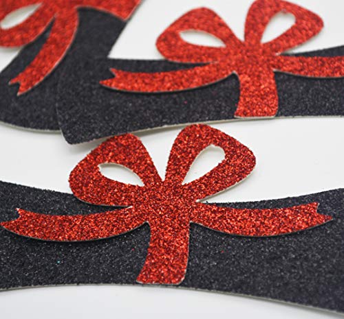 Image of Qttier 12pcs Diploma Confetti, 4 inches Black & Red Glitter | Congrats Grad Party Decorations Graduation Table Decor Class of 2026 High School College Grad Party Supplies