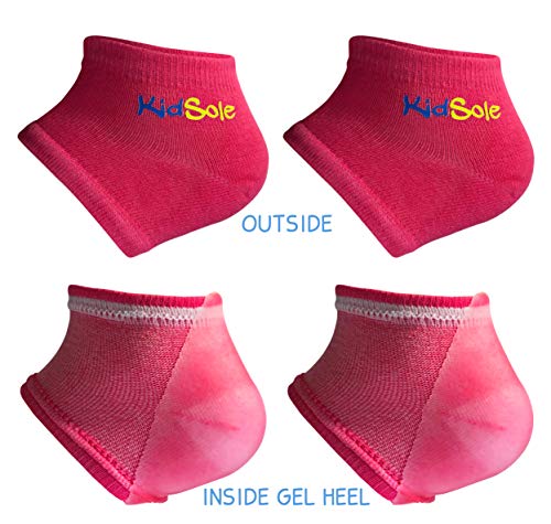 Image of Gel Heel Strap for Kids with Heel Sensitivity from Severs Disease, Plantar Fasciitis. (Black) (Kids Size 1-6, Pink)
