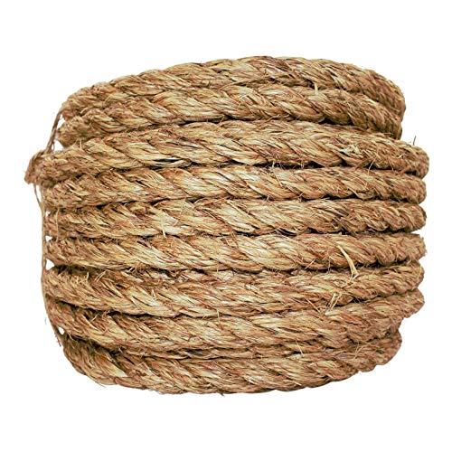 image for SGT KNOTS Twisted Manila Rope - Natural 3 Strand Fiber for Indoor and 