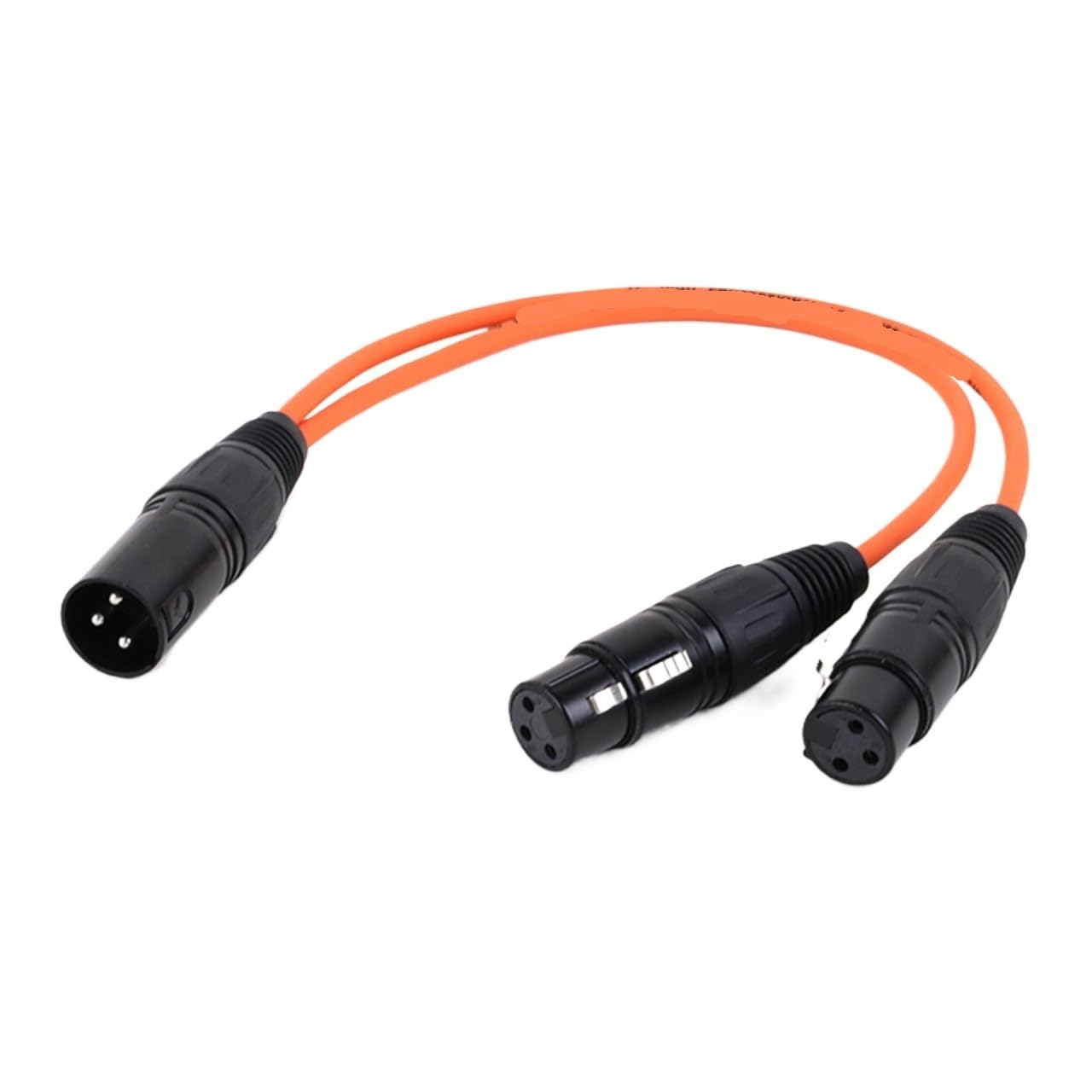 1 x symmetrisches XLR-Y-Splitterkabel, Mikrofonkabel, 3-polig, 1 Stecker auf 2 XLR-Buchsen, Y-Kabel, 30 cm, 0,5 m, 1 m, 2 m, 300 cm, 5 m (Orange-BK, 5 m)
