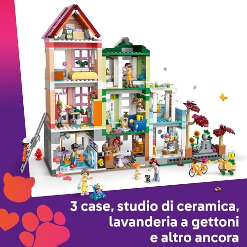 Friends Appartamenti e Negozi di Heartlake City, Gioco di Ruolo Creativo per Bambine da 12 Anni con 3 Case Giocattolo, Laboratorio di Ceramica, 9 Personaggi e Animali, Regalo di Compleanno 42670 - Lego - Immagine 1