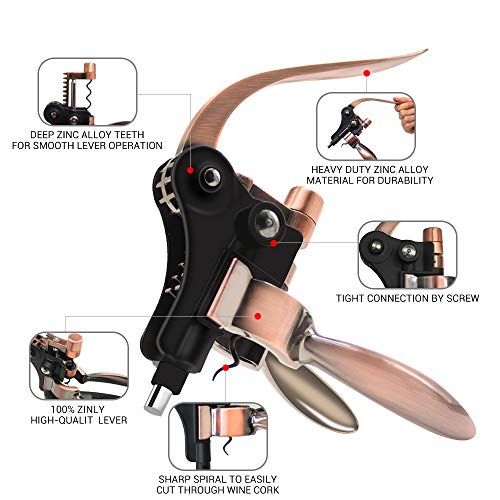Wine Bottle Opener Corkscrew kit-[2019 Upgraded]Corkscrew Wine Bottle Opener Kit with Foil Cutter, Wine Stopper and Extra Spiral (Professional Version) - Thumbnail 3