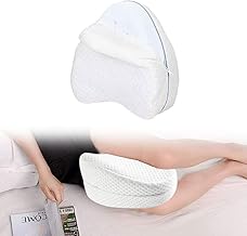 Knee & Leg Memory Foam Support Pillow, Knee Pillow with Removable Washable Cover for Side Sleeper, Pregnancy Pillow Side Sleeping Pillow for Sciatica, Back, Hip, Knee Pain Relief (White Core,1Pack)