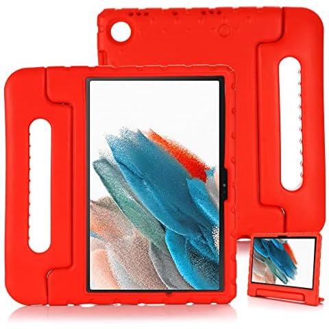 Kids Case for Samsung Galaxy Tab A8 10.5 Inch 2022 (SM-X200/X205), Shockproof Lightweight Convertible Handle Stand Protective Kids Case friendly for Samsung Galaxy Tab A8 10.5" 2022 (RED) Cover