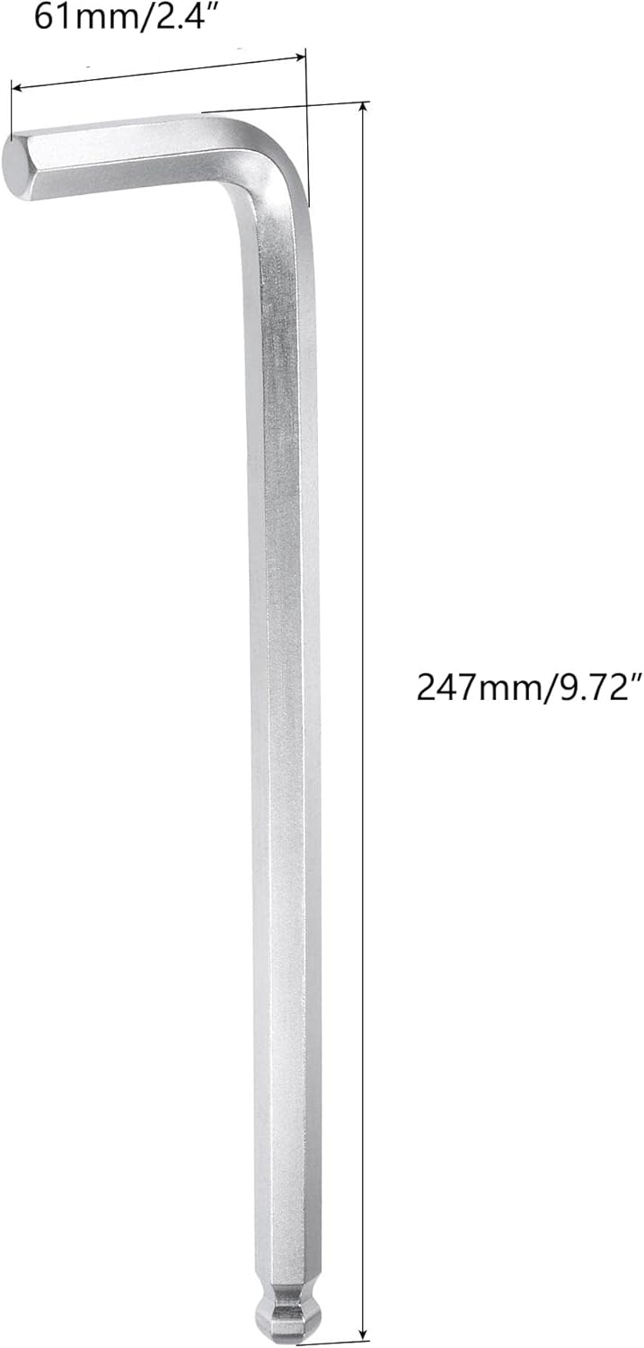 TOP-VIGOR 1Pc 12mm Ball End Hex Key Wrench, L Shaped Long Arm Allen Wrench for Household DIY, Professional Machine Repairing, CR-V