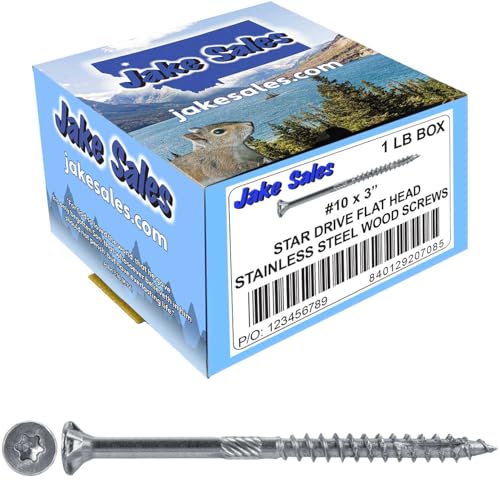 #10 x 3 Silver Star Stainless Steel Wood Screw Torx/Star Drive Head - Grade 305 Stainless Steel Torx/Star Drive Wood Screws - CASE Qty 42 Boxes 3,024 Screws