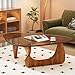 JCAJCA Coffee Table for Living Room Mid Century Modern Center Table with Glass Top and Wood, Brown/Walnut