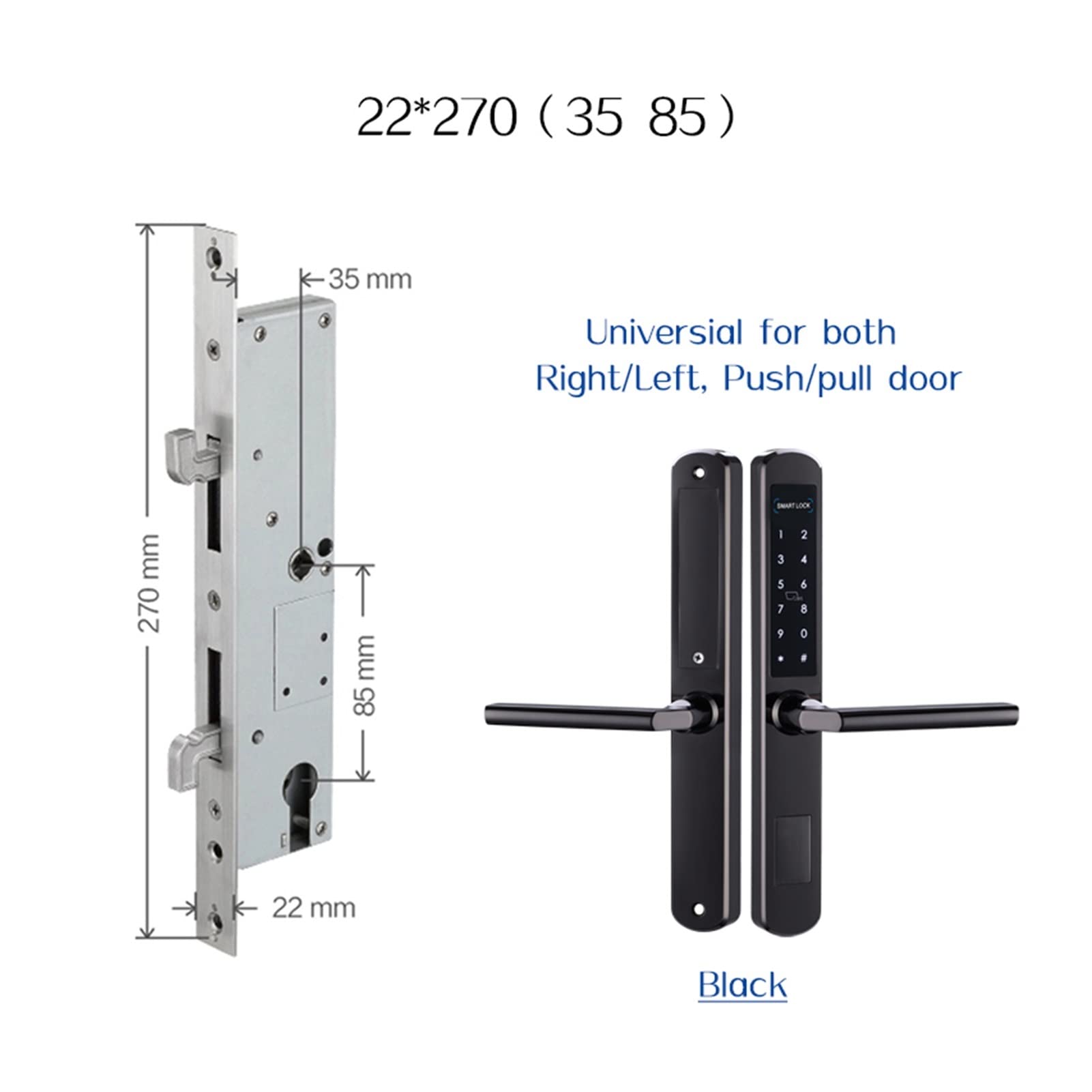 VChics Intelligentes Türschloss, App Smart Sliding Lock sperren W-LAN Elektronische Türschloss Bluetooth Digital APP. Tastaturcode Rfid Karten-Keyless-Sperre(3585 sliding B)