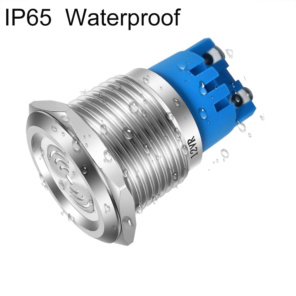Produktbild von Ausi 2x Wasserdichter Blinksummer – 12V, 19mm, IP65, Edelstahl, Intermittierend, Für Schalttafeln Und Maschinen