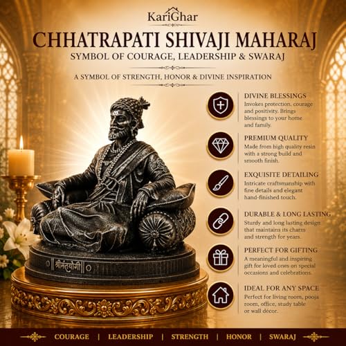 Image of KariGhar Resin Shivaji Rajeshahi Fantasy Idol Perfect For Car Dashboard And House Warming Multicolor,6.5 X 8.2 cm