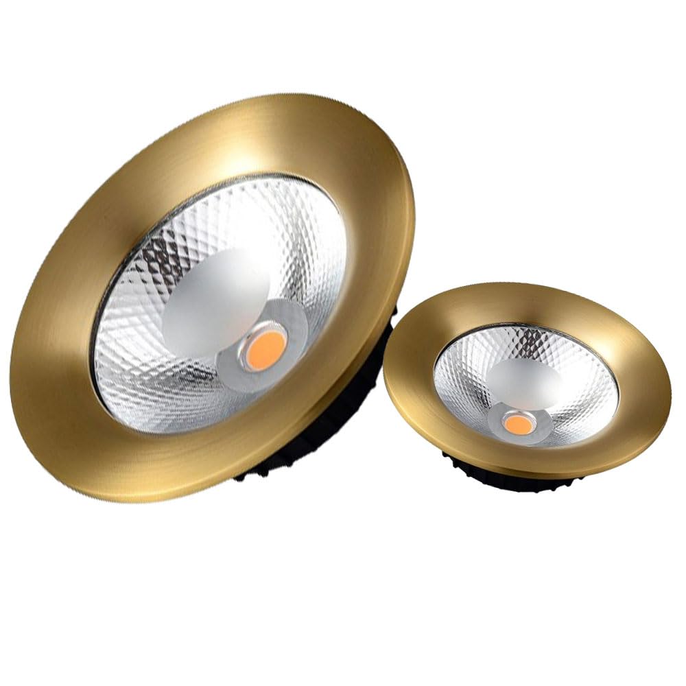 JKJZSALJ 5.9 Inch Round Luminaire,Brushed Brass Finish,12W Led Recessed Light Fixtures,3000K|4000K|6000K Dimmable Adjustable Gimbal Retrofit Spotlight,Cri 90+,Led Can Lights,Gold