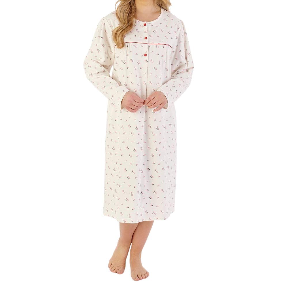 Slenderella Tulip Brushed Cotton Round Neck 43 Inch Nightdress (20/22, red)