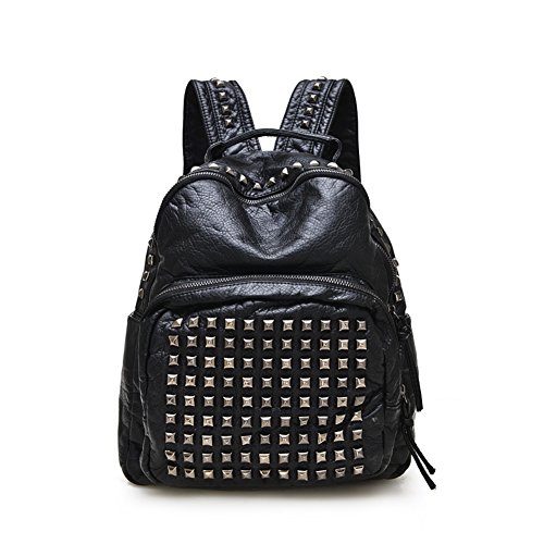 Sac à bandoulière en cuir délavé avec rivets pour femme au style rétro et élégant