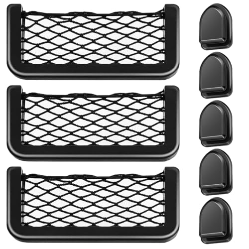NHPY 3 pièces Filet Rangement pour Voiture, avec crochet Filet de Rangement de Coffre, Multifonctionnel Sac Pocket Organizer de Voiture pour Ustensiles, Camping Cars, Bateaux, Maison(20 x 8cm