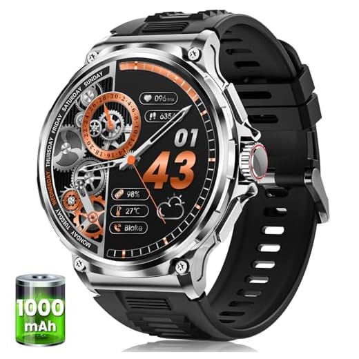 Montre Connectée Homme avec 1000 mAh Batterie, 1,92" AMOLED, 5ATM Étanche Militaire Smartwatch Homme, 120+ Modes Sportifs, Appel Bluetooth, 24H Fréquence Cardiaque/Sommeil/Podomètre Android iOS Argent