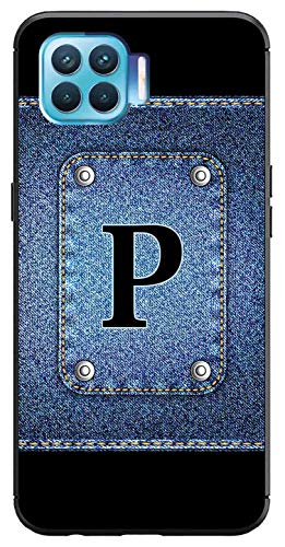 Image of Amazon Brand - Solimo Designer Button Jeans Alphabet-P Printed Soft & Flexible Hybrid Back Case Mobile Cover for Oppo F17 Pro